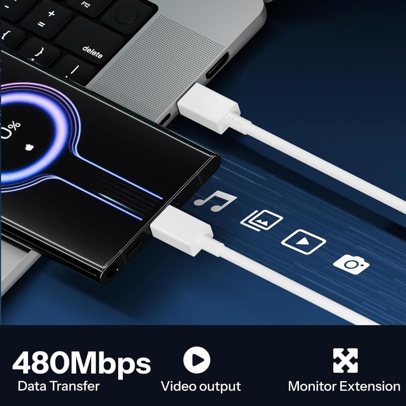 Image of Pack of 2 USB C To Type C Fast Charging Cable for Huawei Honor Mate 10 Pro cable 3A Durable, Data Transfer 480Mbps Safe with Overvoltage Protection Quick , Dash , pd charger cablee -E WHITE