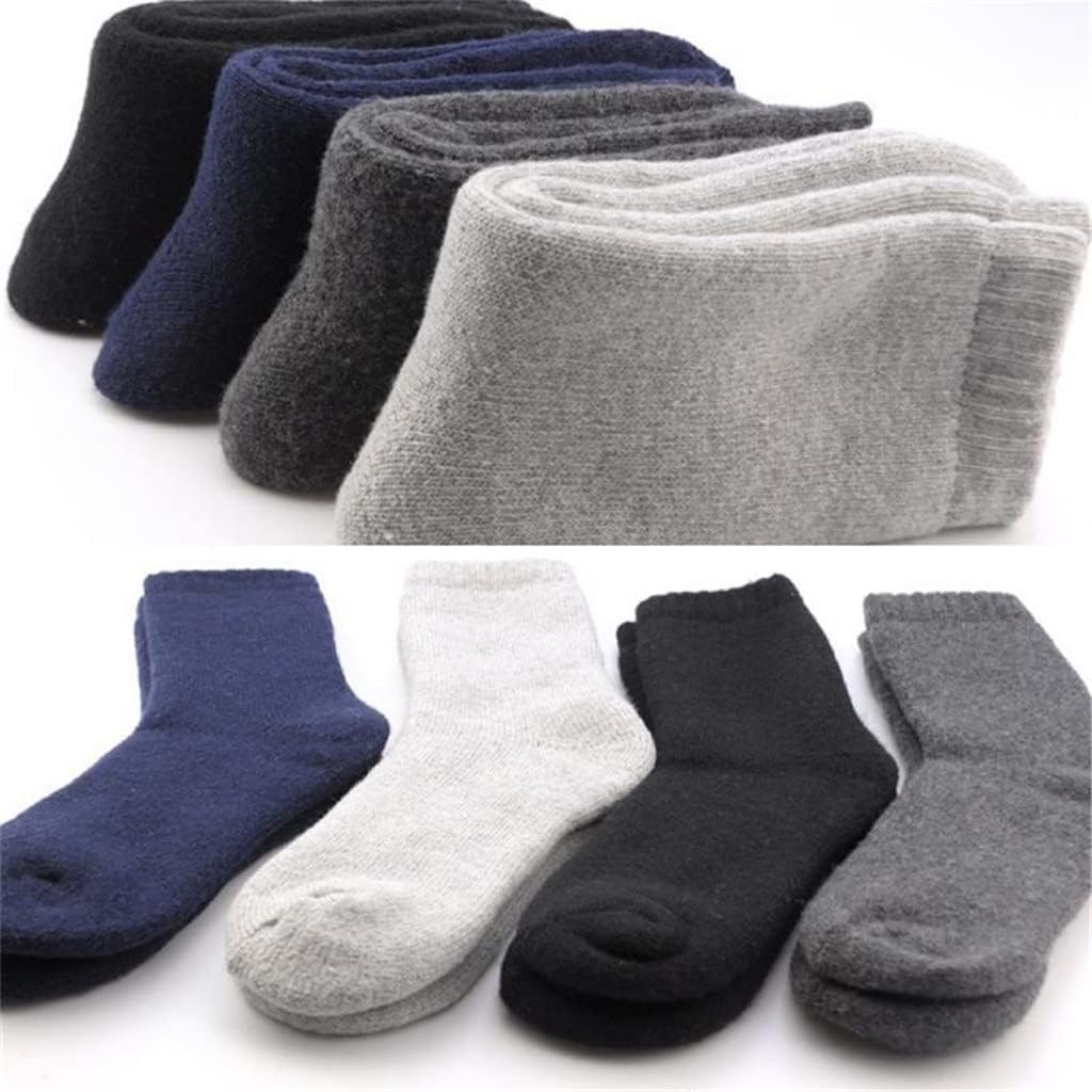 5 Pairs Winter -Thick Socks Thick Mens Tube Solid Color Huge Snow