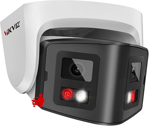 Cámara de seguridad POE de doble lente de 4MP para exteriores, gran angular panorámico de 180 grados, luces inteligentes de visión nocturna a color,