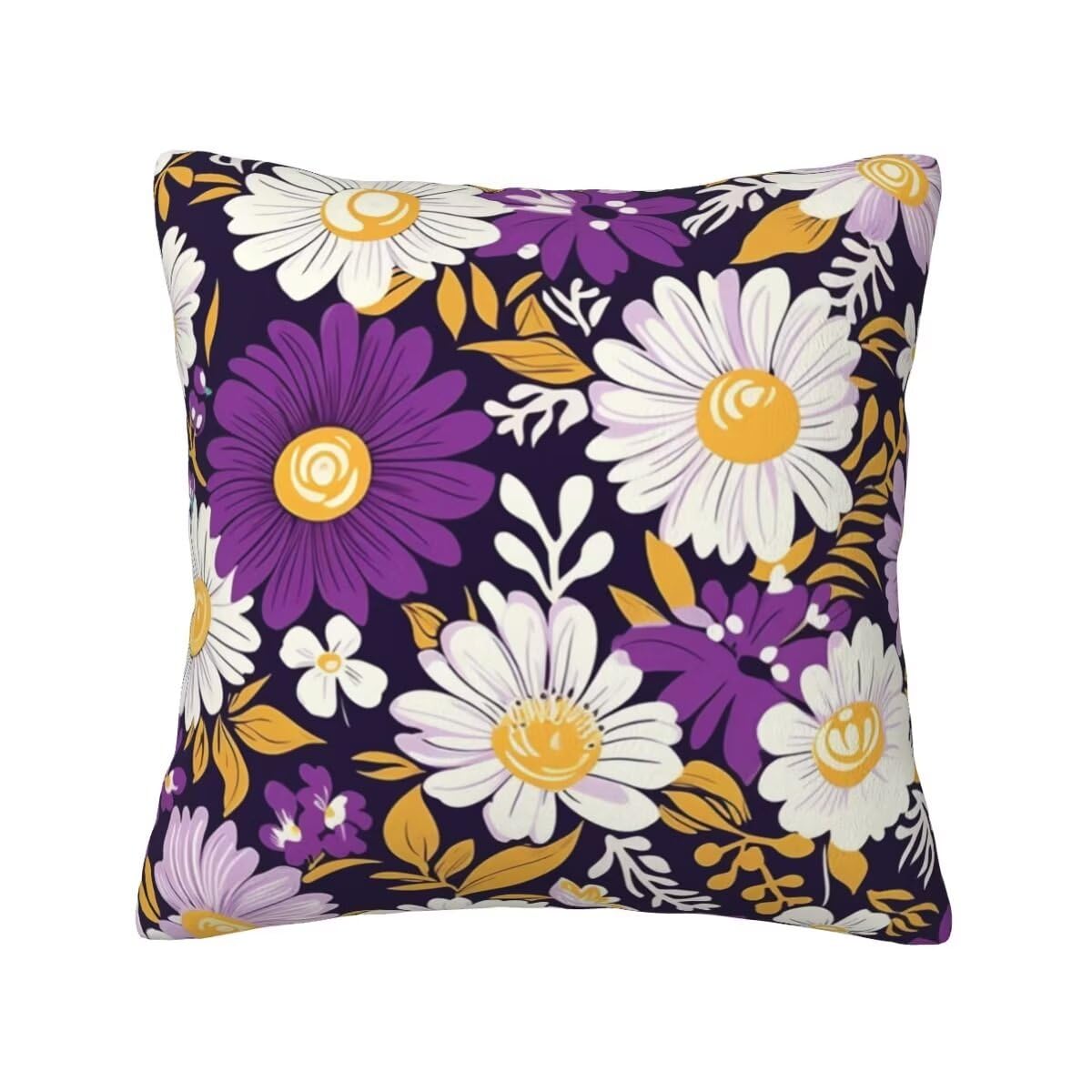 Housses de coussin pourpre en velours haut de gamme motif fleur 45x45cm