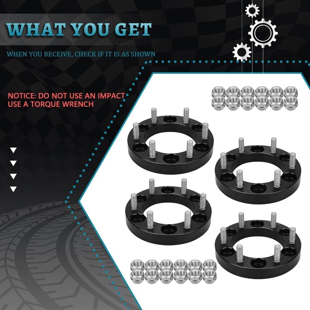 IRONTEK 4 pcs 1"(25mm) 6X5.5 Wheel Spacers Adapter (6x139.7mm to 6x139.7mm Hub Bore: 108mm, Thread Pitch: M12x1.5) for Lexus GX460 GX470, for Toyota Tacoma 4Runner Tundra FJ Land Cruiser T100