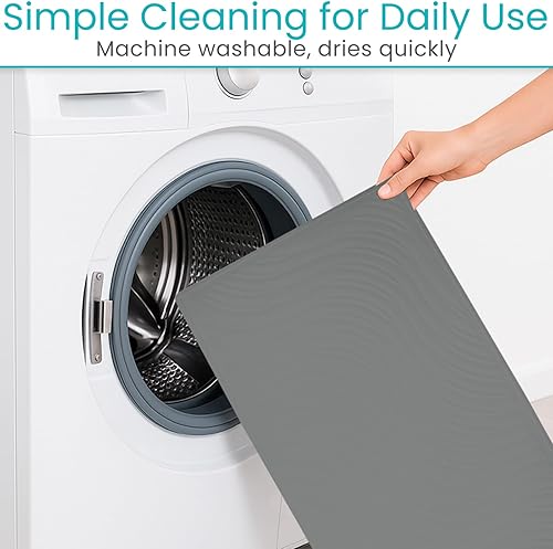 Miniatura 6 de Vive Tapete de baño antideslizante con ventosas, tapete de goma extragrande de 28 x 16 pulgadas para seguridad y comodidad, agarre patentado que