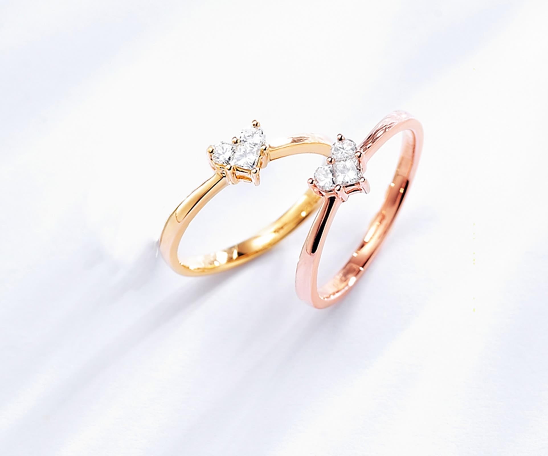 Bague Simple Bague Anneau Rose Gold Or Jaune/Rose 9K/14K/18K avec Diamant de 0,15 CT Taille Solide Non Plaqué Prime pour Sœur Nouvelle Année Bijoux
