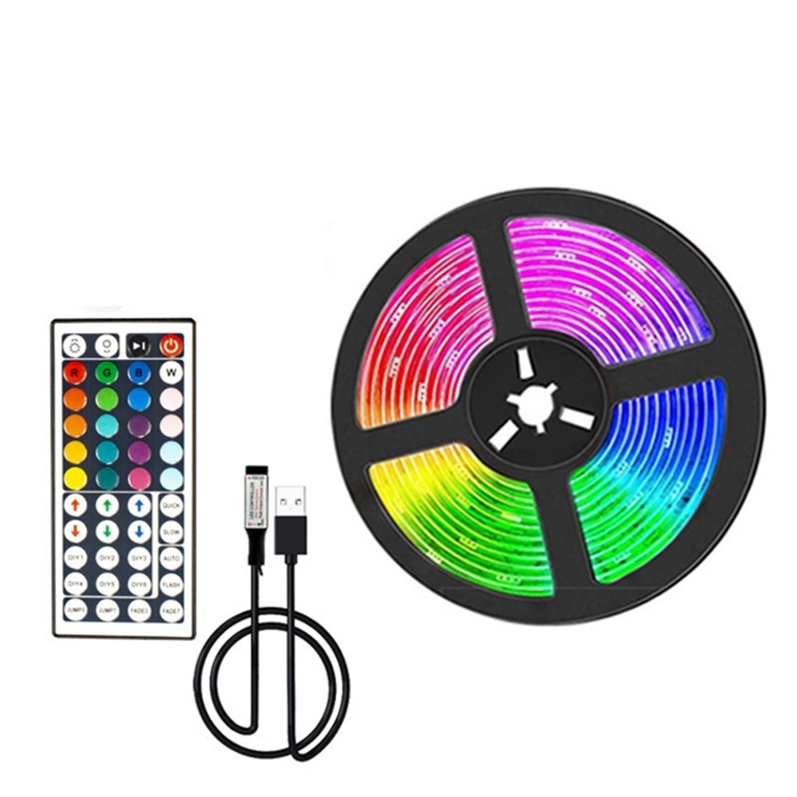Tira de luces LED con Control infrarrojo RGB5050, sincronización de música, lámpara Flexible de 5V for retroiluminación de TV, regalo de decoración de Navidad ( Color : IR 44keys full set , Size : 1M