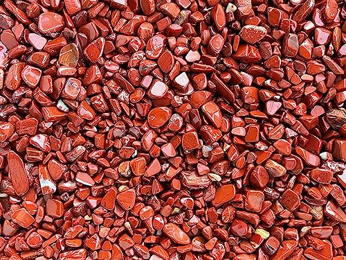 Image of GAF TREASURES 2 oz Lot Natural Semi Tumbled Gemstone Chips, Crushed Mini Crystals, Undrilled Crystal Chips (Red Jasper)
