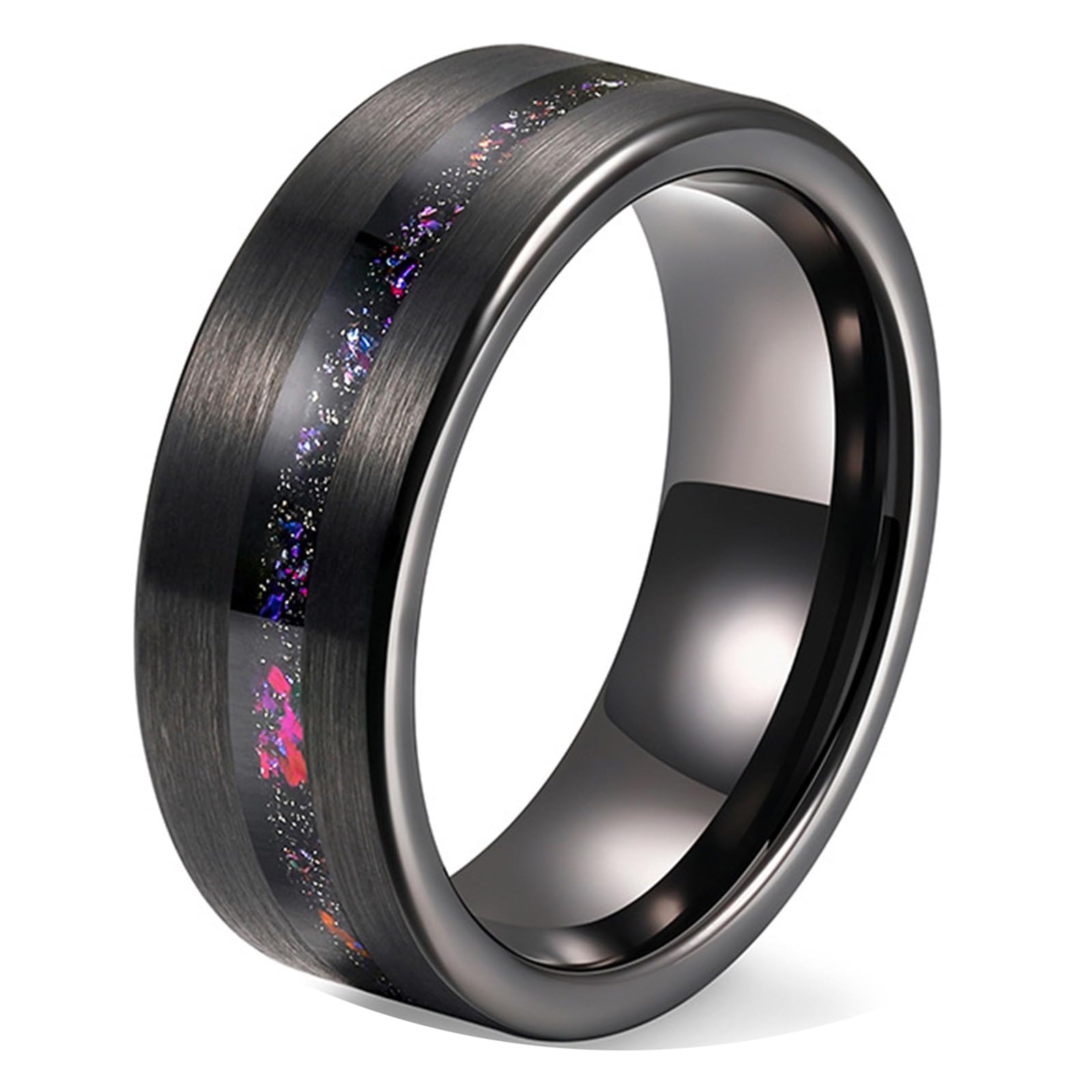 Anillos de Tungsteno para Hombre 8 mm, Anillo Grabado Personalizado 14 a 30