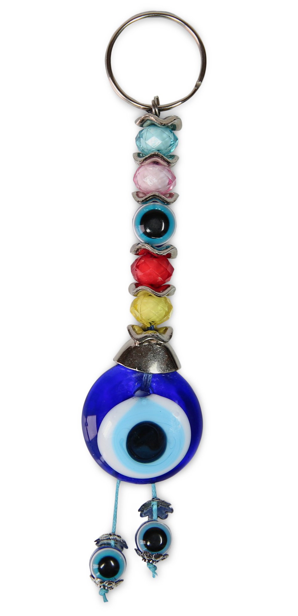 Evil Eye Keychain Set Women & Men Turkish Greek Key Rings Protection Lucky Charm