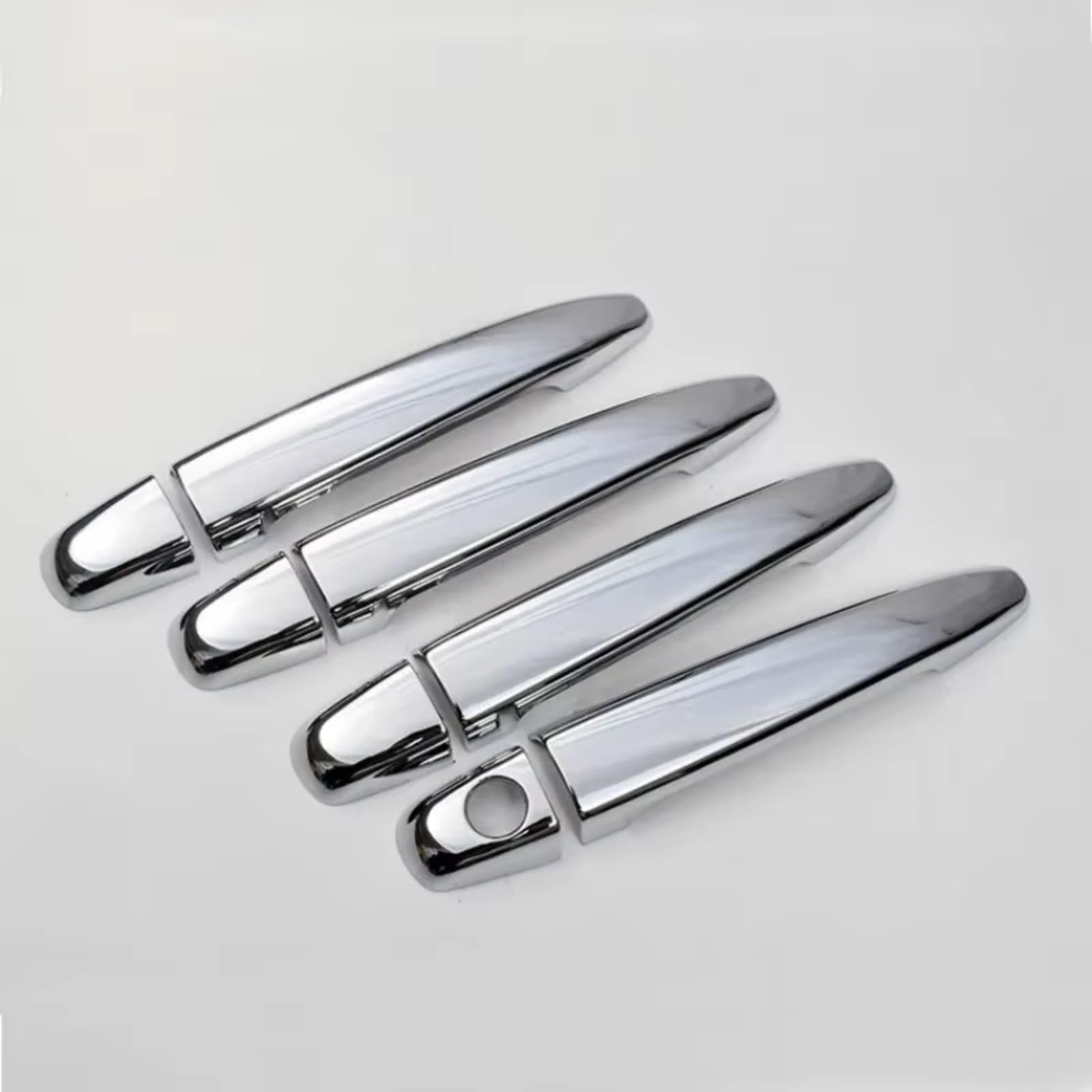 IUKMR for Toyota for Alphard for Vellfire 2008-2015 Glossy Black Carbon Fiber Chrome Car Door Handle Cover Car Outer Door Handle(Silver no Button)