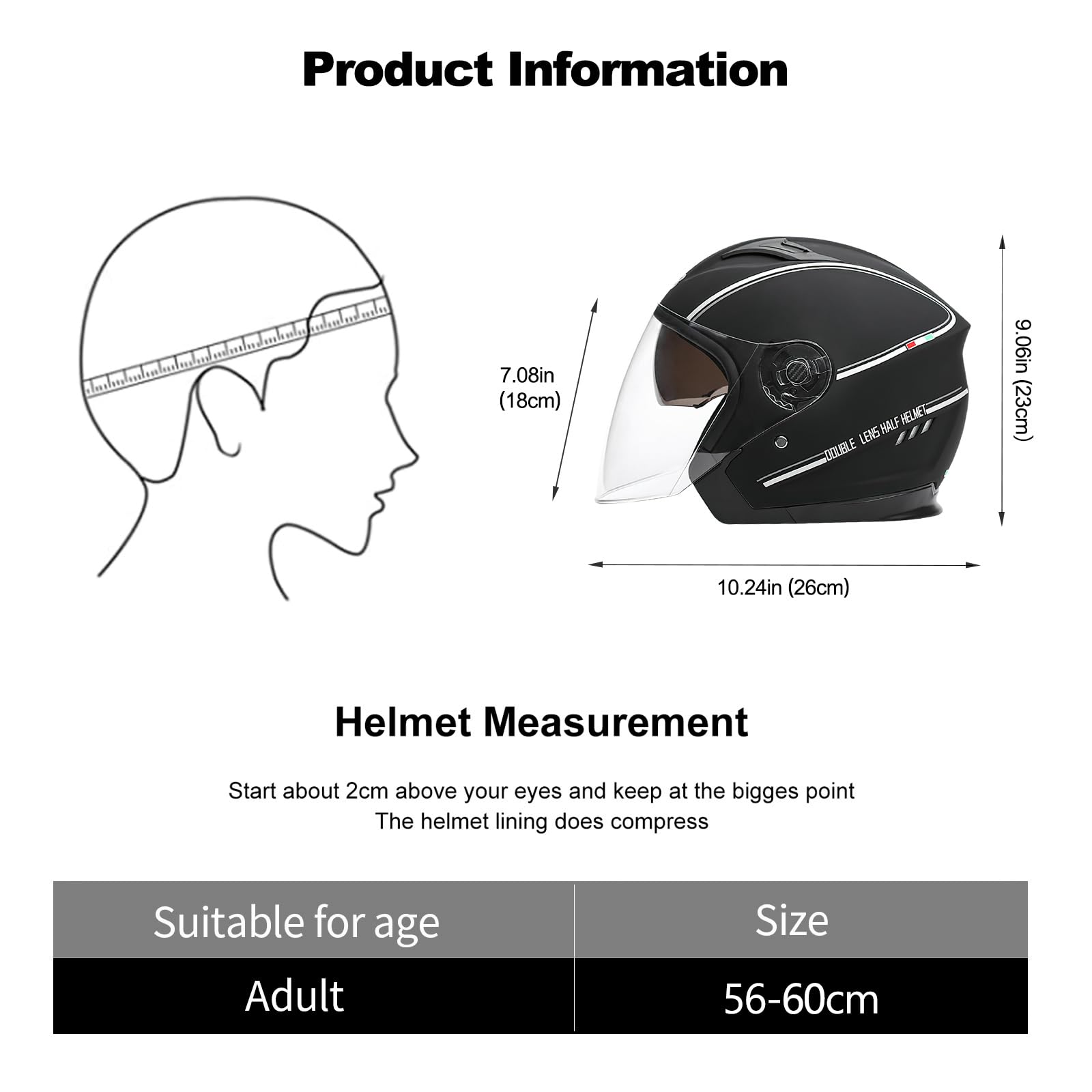 Casco de Moto Jet Abierto, Casco de Patinete Eléctrico con Visera, Casco Moto de Scooter para Mujer Hombre Adultos