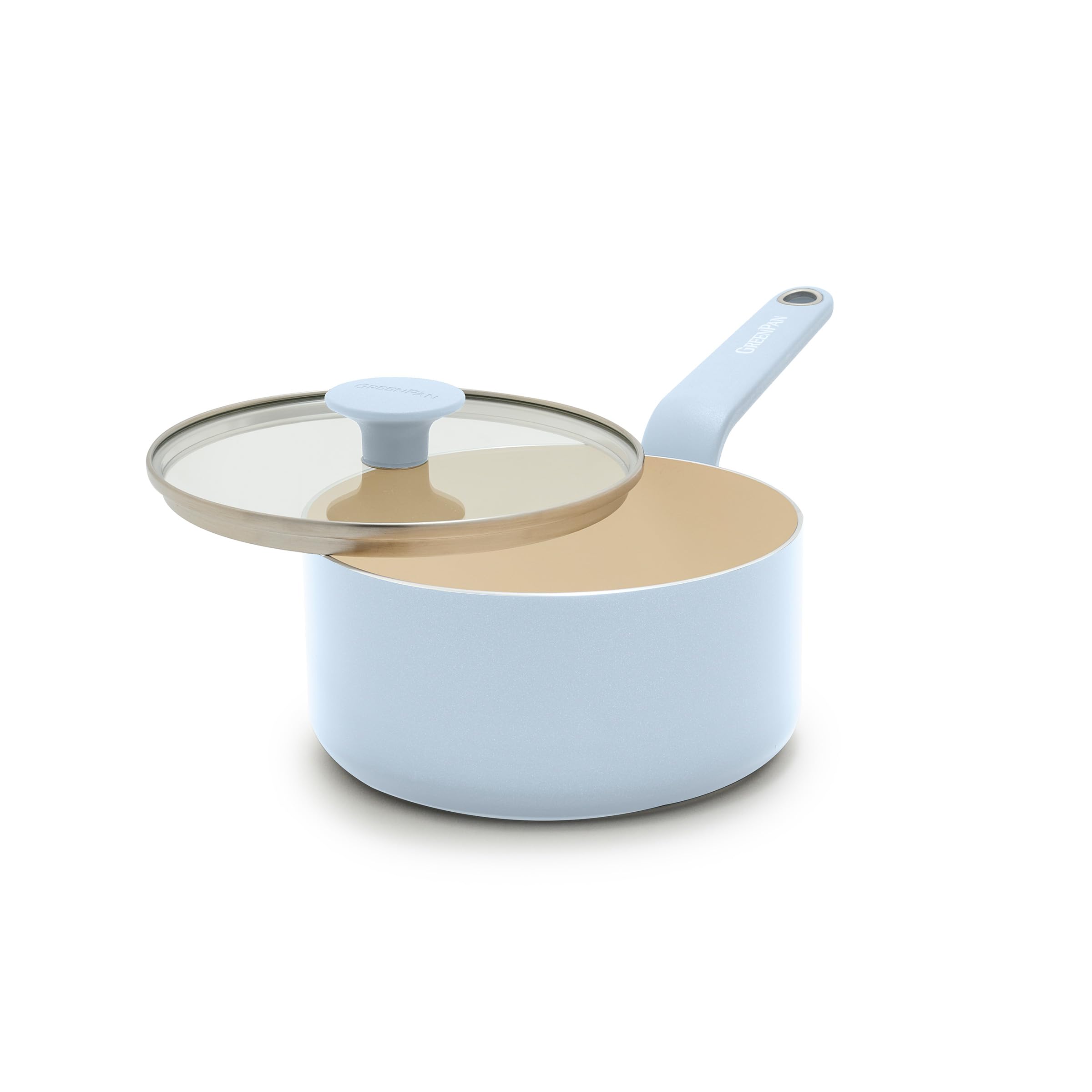 GreenPan Rio Advanced 2QT Saucepan with Lid, Ceramic Nonstick PFAS-Free Pans, Induction Ready, Dishwasher and Oven Safe, Blue