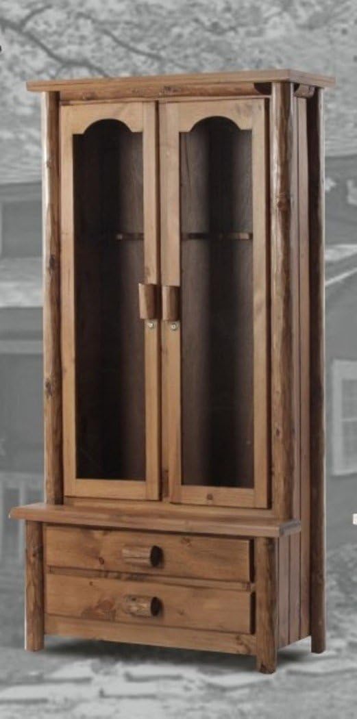 SRL Rustic Log Gun Cabinet Pine Solid Wood Storage Cabinet with Doors Perfect for Gun Holder Available in 8-10- or 12-Gun Versions