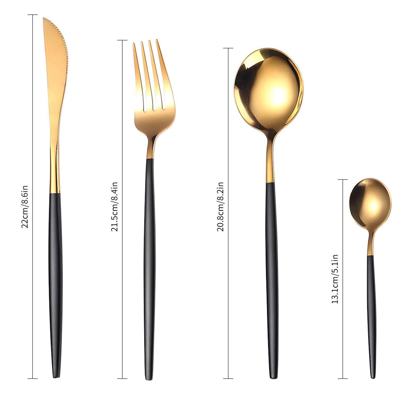 Amazon｜24pcs Gold Dinnerware Set Stainless Steel Tableware Set 
