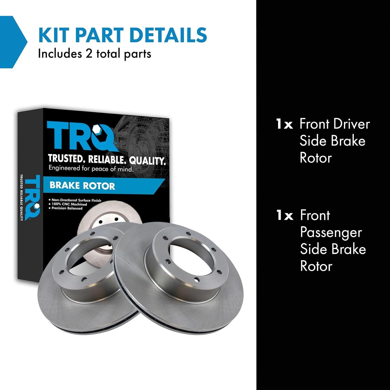 TRQ Front Brake Rotors Set Vented Compatible with 1986-1991 Toyota 4Runner 1986-1995 Pickup