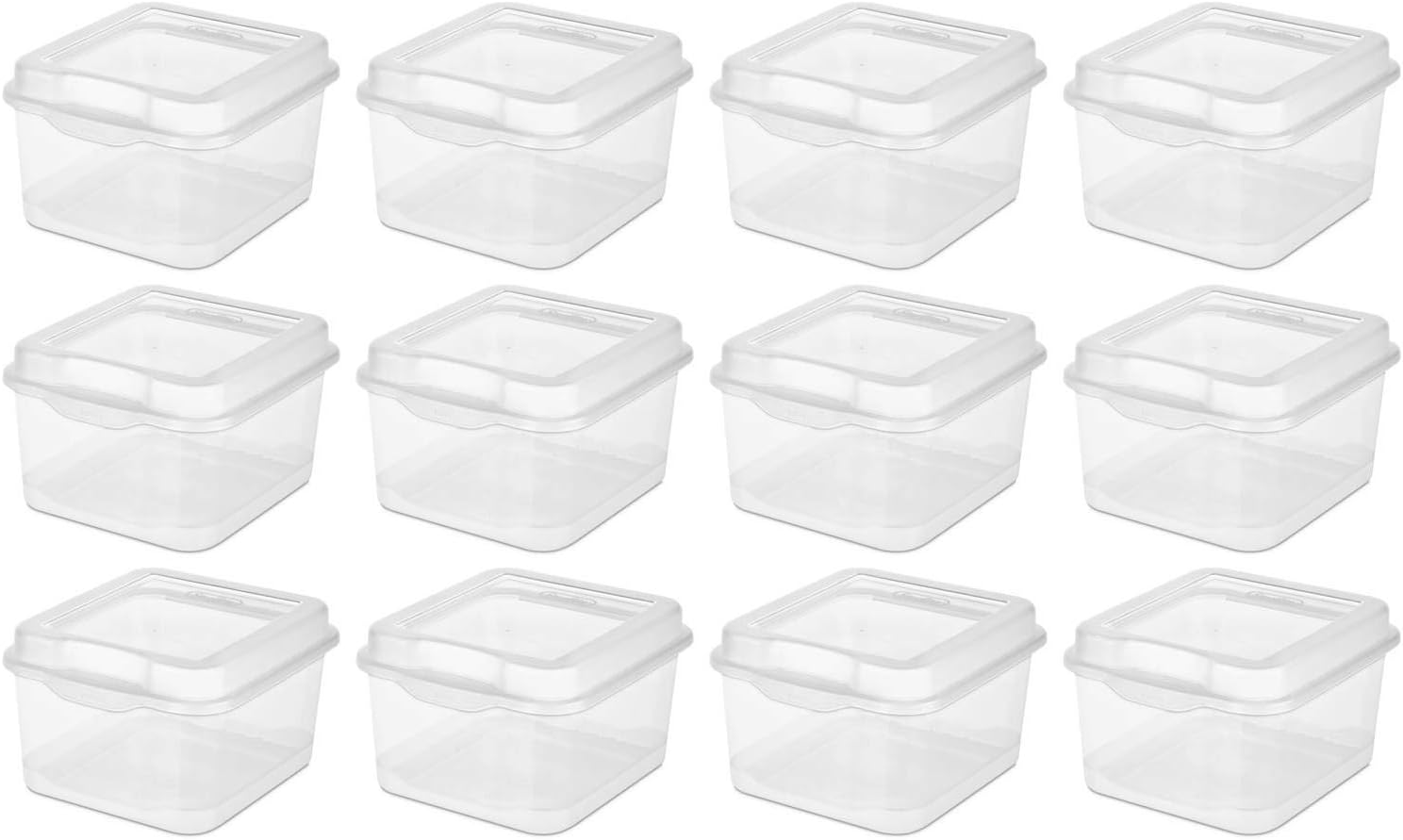 Sterilite Plastic FlipTop Latching Storage Box, Clear (12 Pack) 18038612