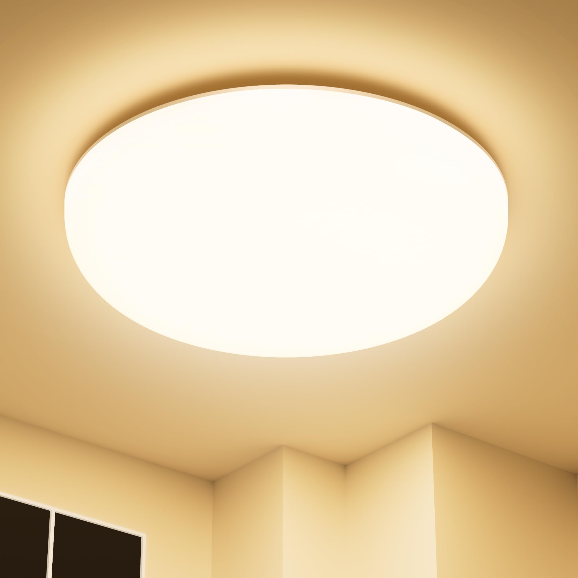 Deckenlampe LED Deckenleuchte, LED Lampen Deckenlampen 36W 4500LM IP54 Wasserfest, Rund Flach Deckenleuchten, Lampe Decke Modern, Deckenlampe Rahmenlose für Flur Wohnzimmer Küche Schlafzimmer-3000K