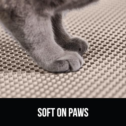 Miniatura 4 de Gorilla Grip - Alfombra para suciedad de gatos, diseño de panal y dos capas que atrapa la arena, suave, para interiores, trampa de alimentación,