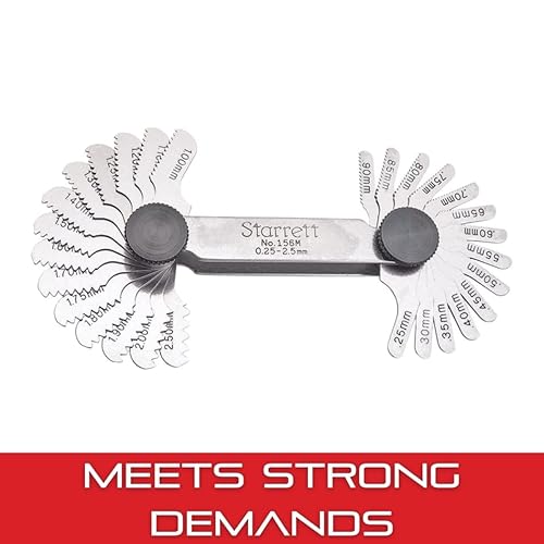 Miniatura 4 de Starrett Medidor de paso de tornillo de acero con dispositivo de bloqueo, ideal para trabajos de construcción y mejoras del hogar, rango