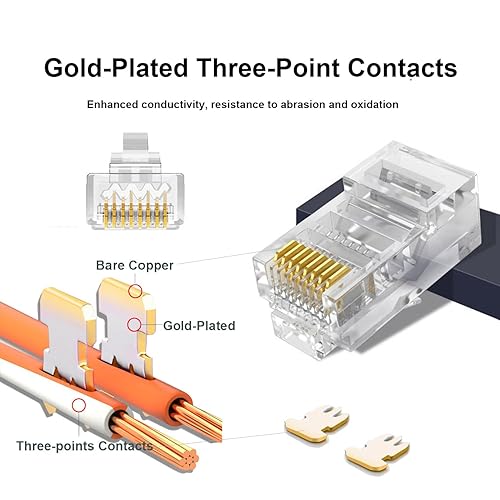 Miniatura 3 de Paquete de 100 conectores Cat 6, conectores modulares Cat6 RJ45, conectores de paso Cat6, conectores de crimpado de cable Ethernet, extremos RJ45