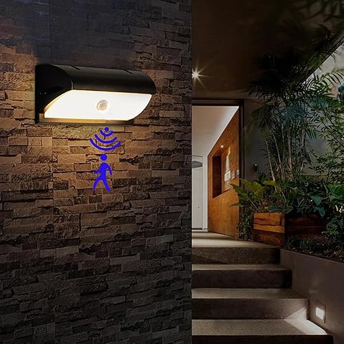Miniatura 4 de iKenta Lámpara de pared con sensor de movimiento, PIR activada por movimiento, luces de porche al aire libre 18W 3500K IP55, impermeable, para