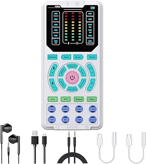 Portable Voice Changer Sound Card Set (with Headphones and converters), Compatible with Phones/Computers/Xbox/PS5, etc. 16 Sound Effects, Ideal for Gaming, Calls, and Live Streaming.