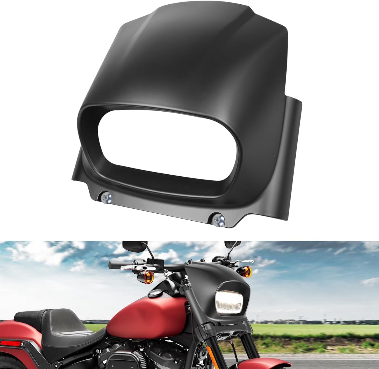 Black Front Headlight Fairing Cover Compatible With For Softail Fat Bob FXFB FXFBS M8 2018-2023 Head Light Headlamp Cowl