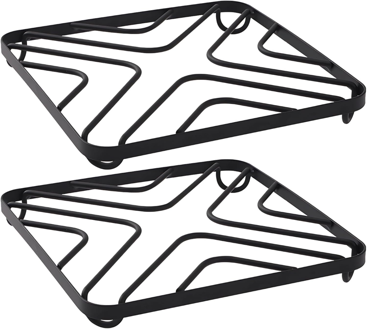 2 Pcs Oversized Square Metal Trivets For Hot Cookware, High Heat Tolerance, Non-Slip Design, Perfect For Kitchen Counters, Safeguards Surfaces From Heat And Scratches