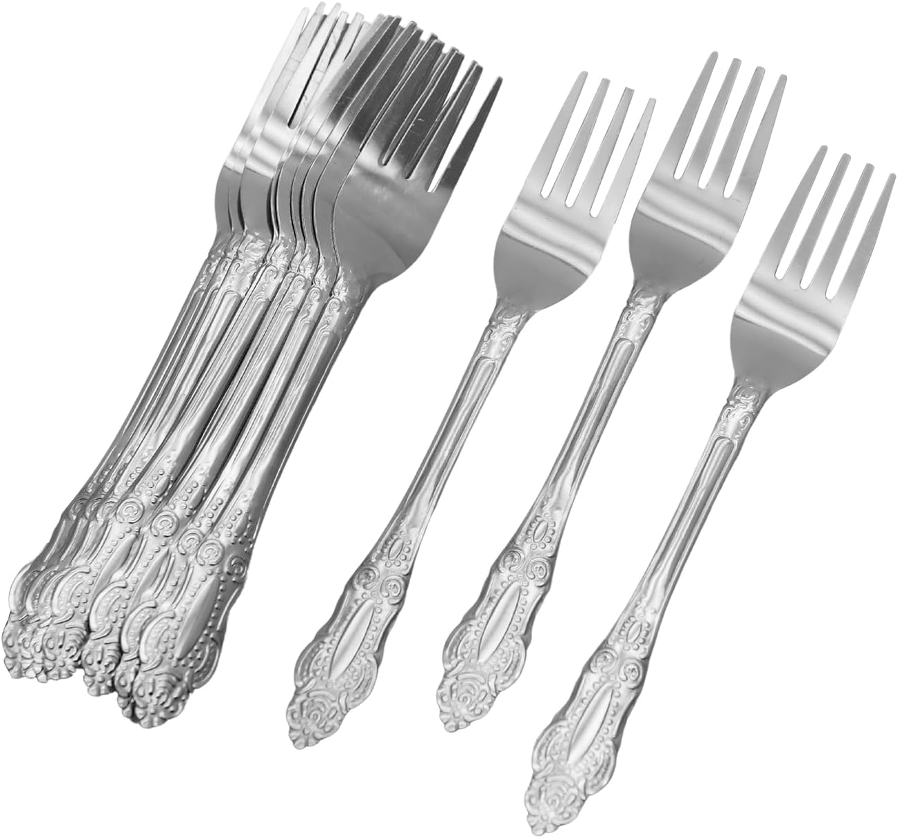 RAJ Stainless Steel Dessert Fork 12-Pack - Eco, Perfect for Home, Kitchen, Restaurant, Party, Hotel, Buffet