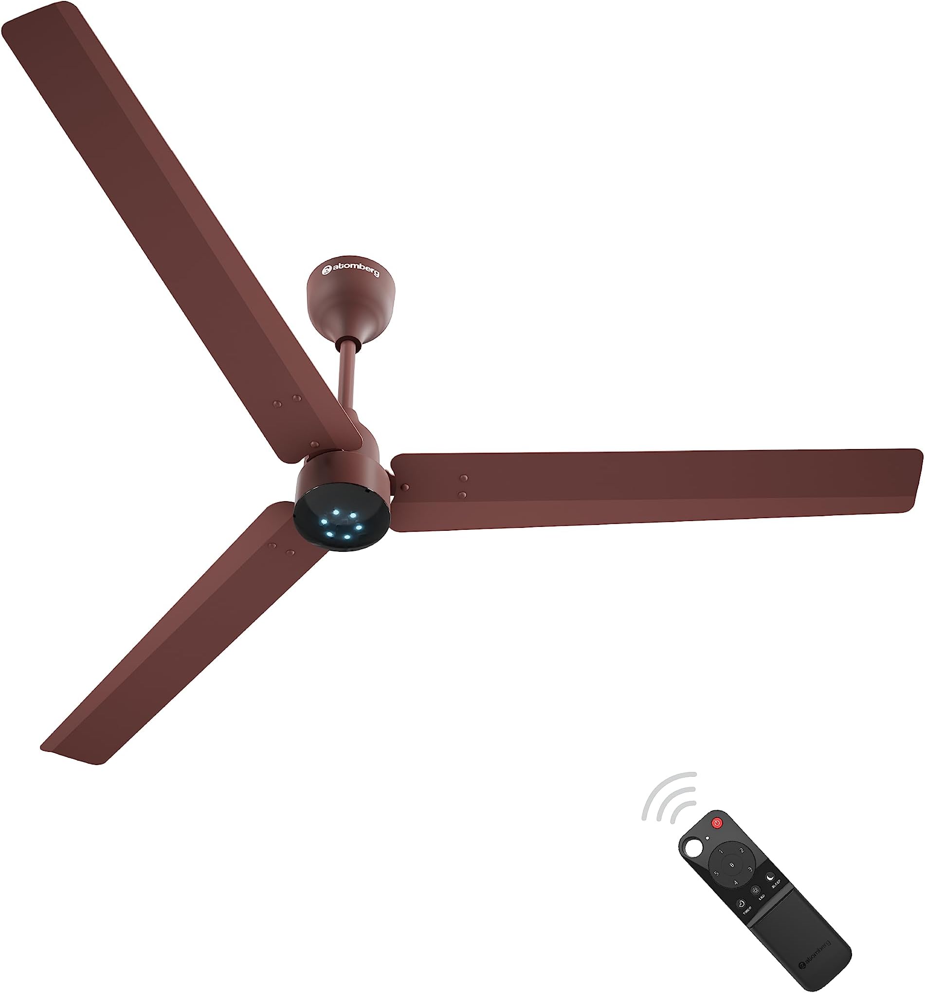 atombergRenesa 1400mm BLDC Ceiling Fan with Remote Control | BEE 5 star Rated Energy Efficient Ceiling Fan | High Air Delivery with LED Indicators | 2+1 Year Warranty (Matte Brown)