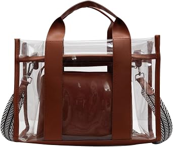 Clear Tote Bags for Women, Crossbody Bag with Adjustable Straps, Handbag with Small Purse for Travel Work Sport