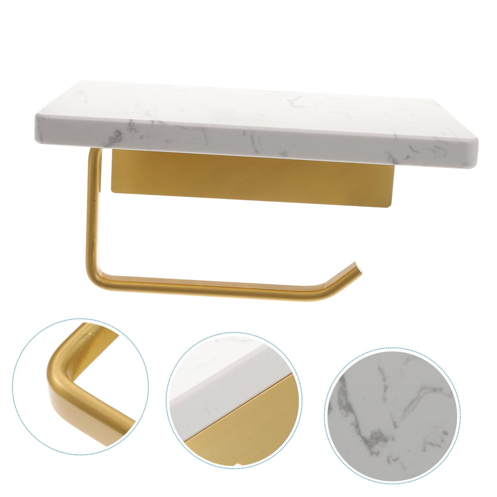 jojofuny Portarrollos de Papel Higiénico Instalación Fácil con Estante de Mármol, Superficie Lisa, para Pared, Adecuado para Baño y Cocina