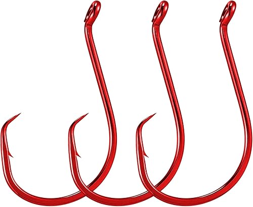 Miniatura 9 de Dr.Fish Paquete de 100 ganchos para pesca con círculo de pulpo en vivo, gancho de cebo vivo, níquel negro, afilado, compensación, amplio espacio,