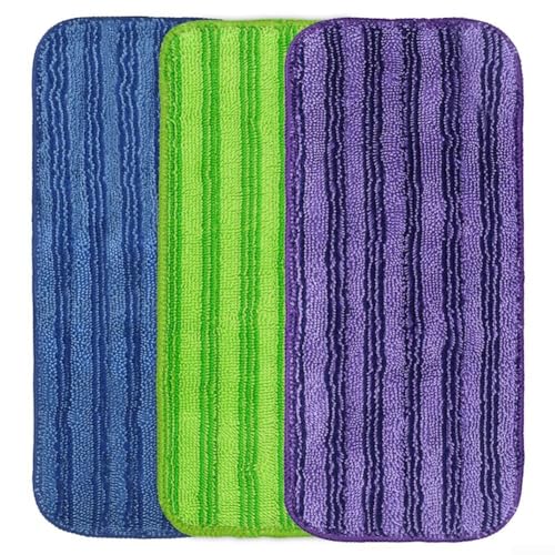 Mop Pads For Swiffer Wet Jet Hardwood And Floor Spray Mop For Swiffer WetJet And Other 10’’ To 12’’ Microfiber Mops, Cleaning Crumbs Dirt Dust Pet Hair Pet Dander(3 Pack)