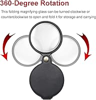 Vista 4 de 10X Small Pocket Magnifier Glass, Mini Folding Magnifying Lenses with Rotating Protective Leather Sheath for Seniors Reading, Inspection, Kids for