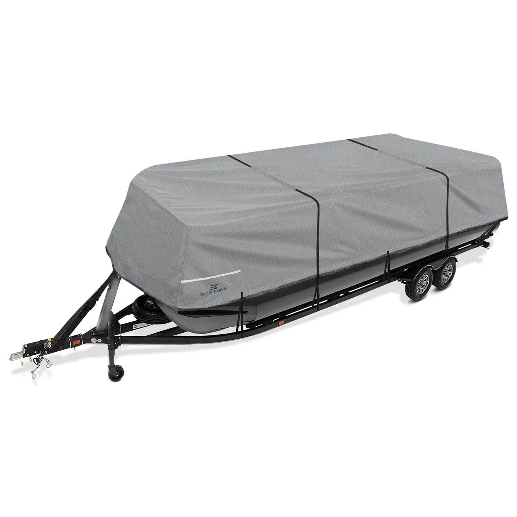 Explore Land Trailerable Waterproof Pontoon Boat Cover - Fits 17'-20' Long Beam Width up to 100" Pontoon Boat, Grey