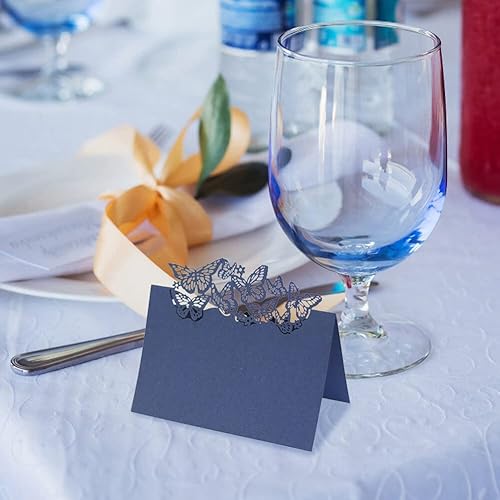 Miniatura 6 de Surakey Tarjetas de mesa de papel, tarjetas de lugar, tarjetas con nombre, diseño de mariposa hueca, tarjetas plegadas para celebración de