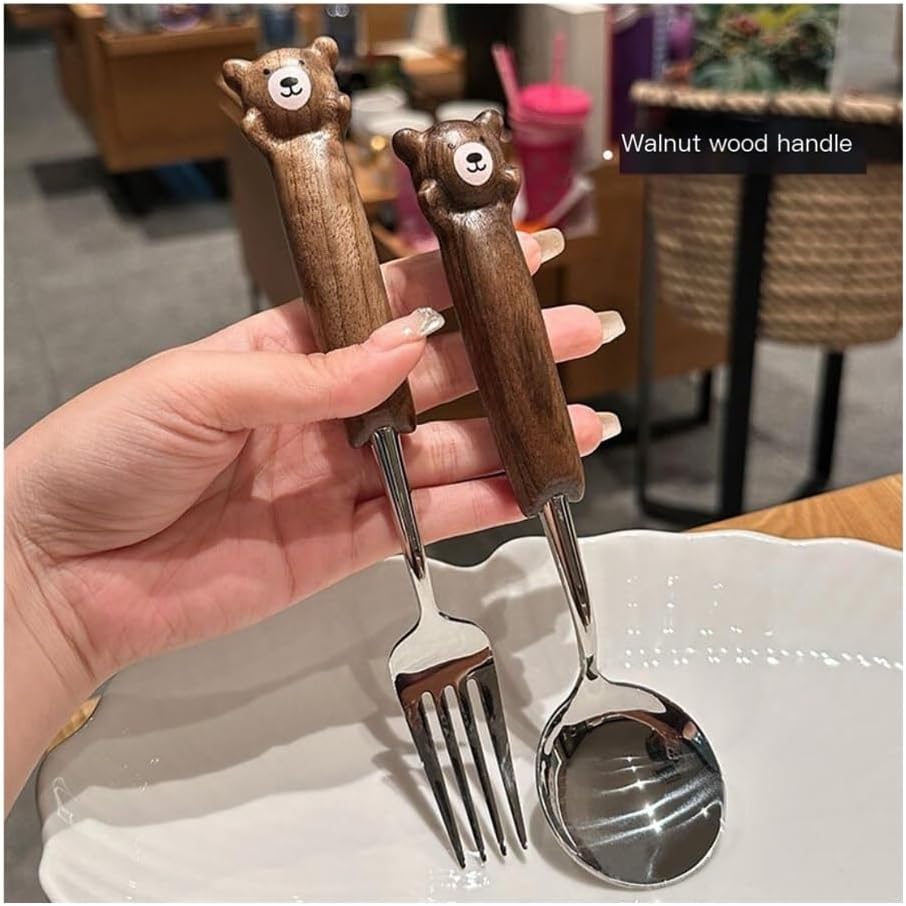 Cooking Spoons 304 Stainless Steel Spoon Set with Wooden Handle