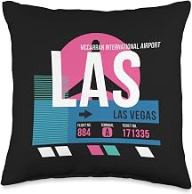 Vintage Las Vegas Airport Code Travel Day Retro Air Travel Throw Pillow