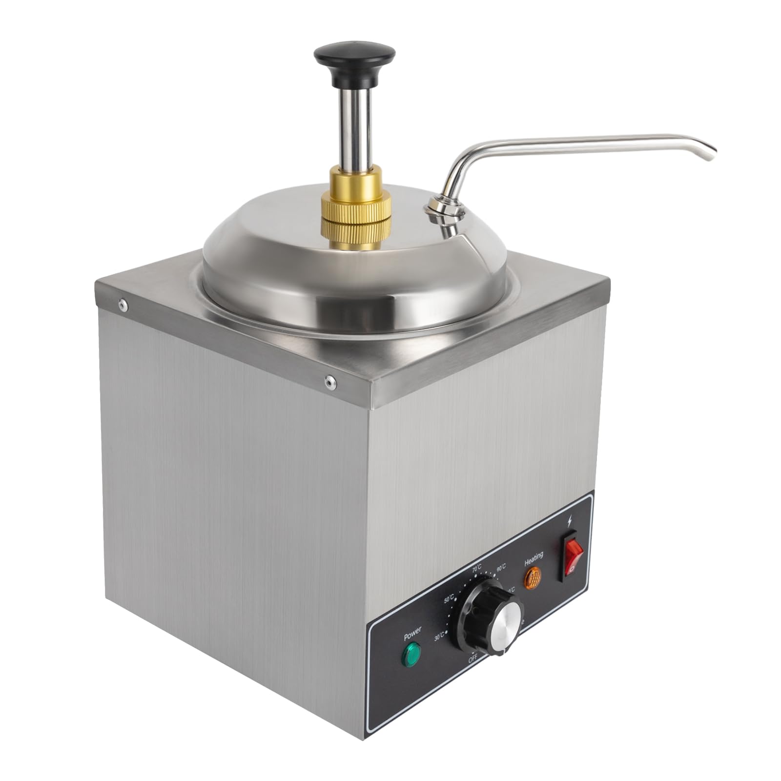 Dispenser di salse in acciaio inox, 650 W, 2 l, per cioccolato, temperatura regolabile 30-110 °C, scalda salse, scaldavivande a testa singola, per famiglie, caffetterie, ristoranti fast food, ecc