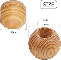 Vista 19 de Natural Wooden Beads, 100 Pieces 18mm Diameter Round Loose Spacer Beads Large Hole (6.5mm) Wooden Craft Beads with Beautiful Grain for DIY Handmade