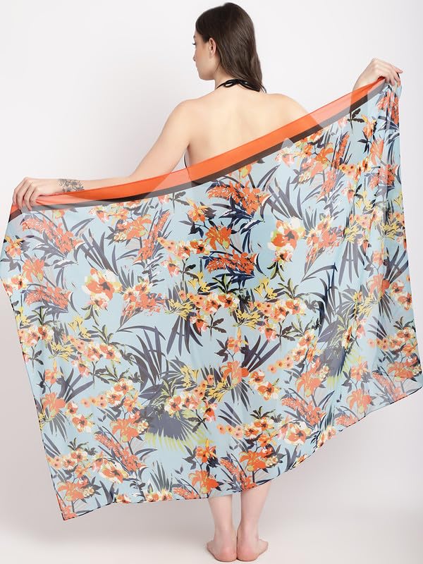 Image of EROTISSCH Women's Poly Georgette One-Piece Swimsuit Cover-Up Sarong, Made of 100% Polyester, Quick-Dry, Lightweight Beachwear for Girls with Adjustable Halter Neck, Suitable for Beach,Resort&Pool