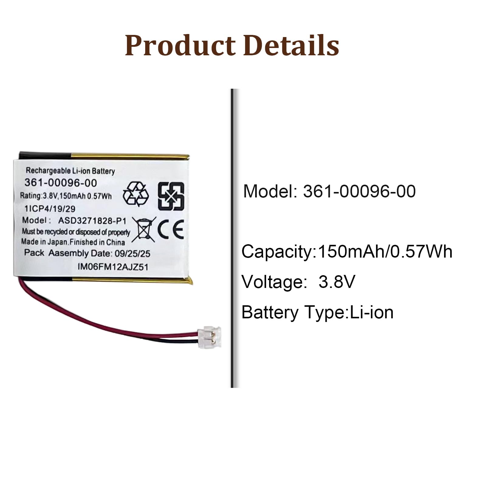 Batteria di ricambio 361-00096-00 compatibile con Gar-min Fenix5s GPS Sport Training Watch 3