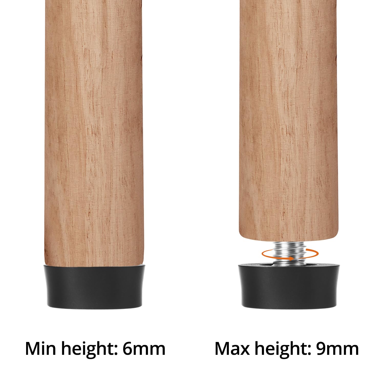 QWORK® Stopki poziomujące, poziomownice do mebli, śruba do mebli, stopka poziomująca, M6 x 10 mm, 24 szt