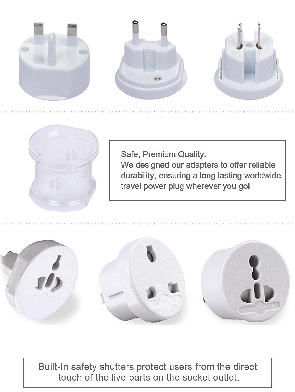 EzLife International Multipurpose Travel Adapter All in One US, AUS, UK, EU, NZ, Europe, North/South America & 150+ Countries (Pack of 1) — Amazon image 4