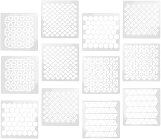 VICASKY Geometric Wall Stencils 12""" 12pcs Geometric Funny Simple DIY Wall Templates Wall Painting Templates Drawing Templates for Store