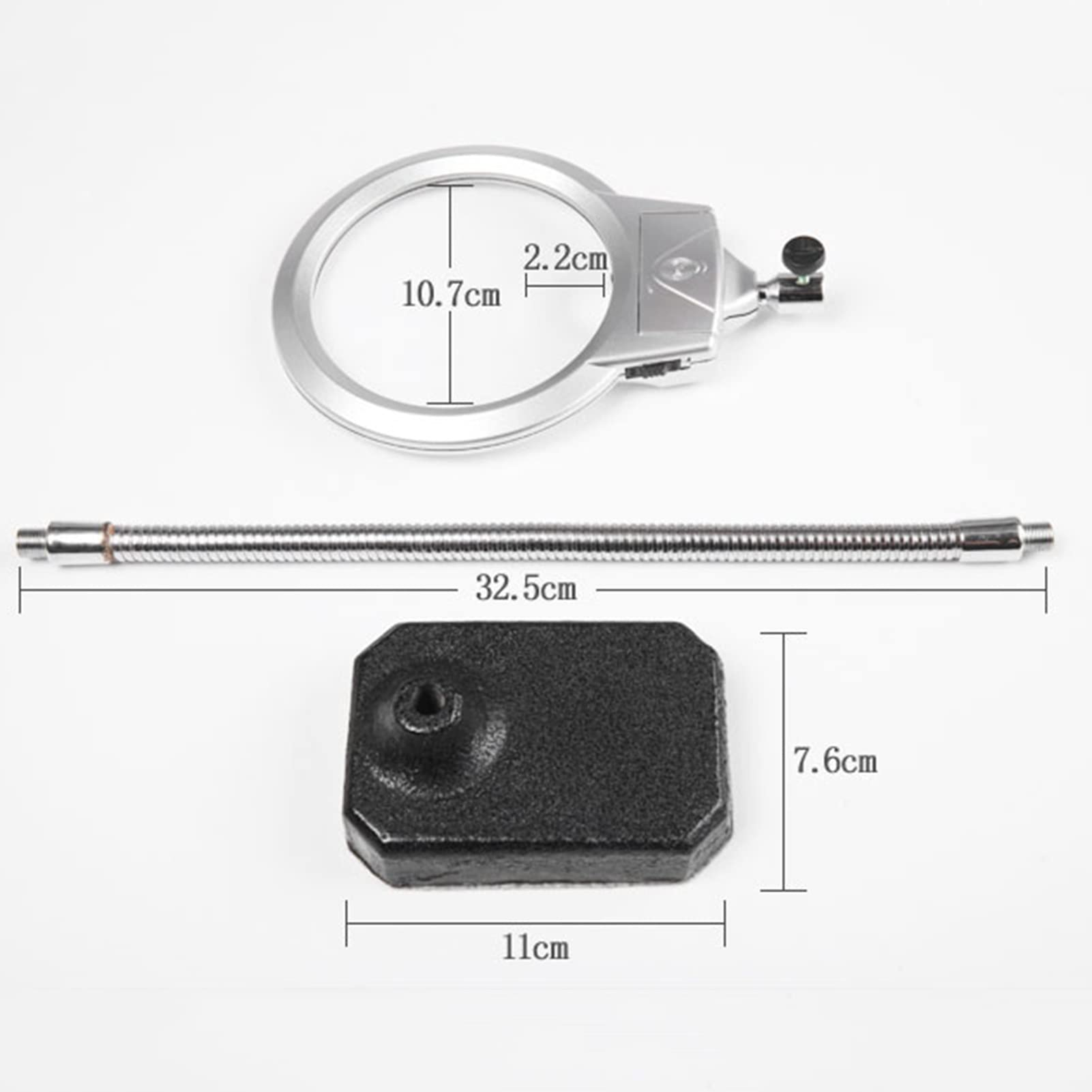 Lenti d'Ingrandimento da scrivania, ingrandimento 2X 5X con Luce e Supporto, Lampada d'Ingrandimento illuminata a Mani libere per la Lettura, Doppio Comfort.,