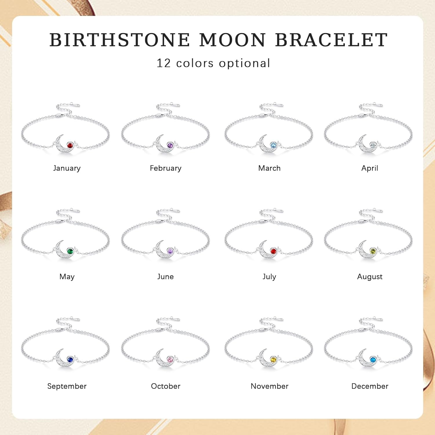 Moon Bracelet for Women 925 Sterling Silver Moonstone/Birthstone Moon Bracelet Butterfly/Dragonfly Bracelet Celtic Moon Butterfly Dragonfly Jewelry Gifts for Women - Image 7