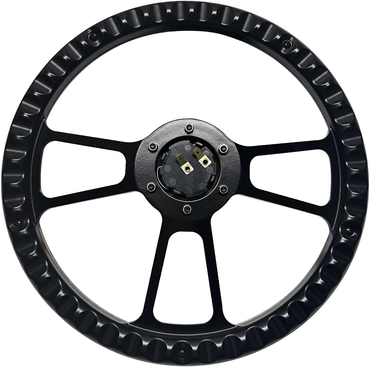 14 inch Universal Wooden Racing Steering Wheel 6 Bolt Black Aluminum 3 Spoke Vintage Wood Grain Steering Wheel with Horn Button for Racing/Rally/Motorsports Black Line