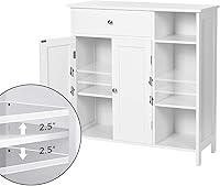 Vista 6 de VASAGLE Floor Storage Cabinet with Drawer, Freestanding Cabinet with Doors, 3 Open Compartments, Adjustable Shelves, 11.8 x 29.5 x 31.5 Inches, for