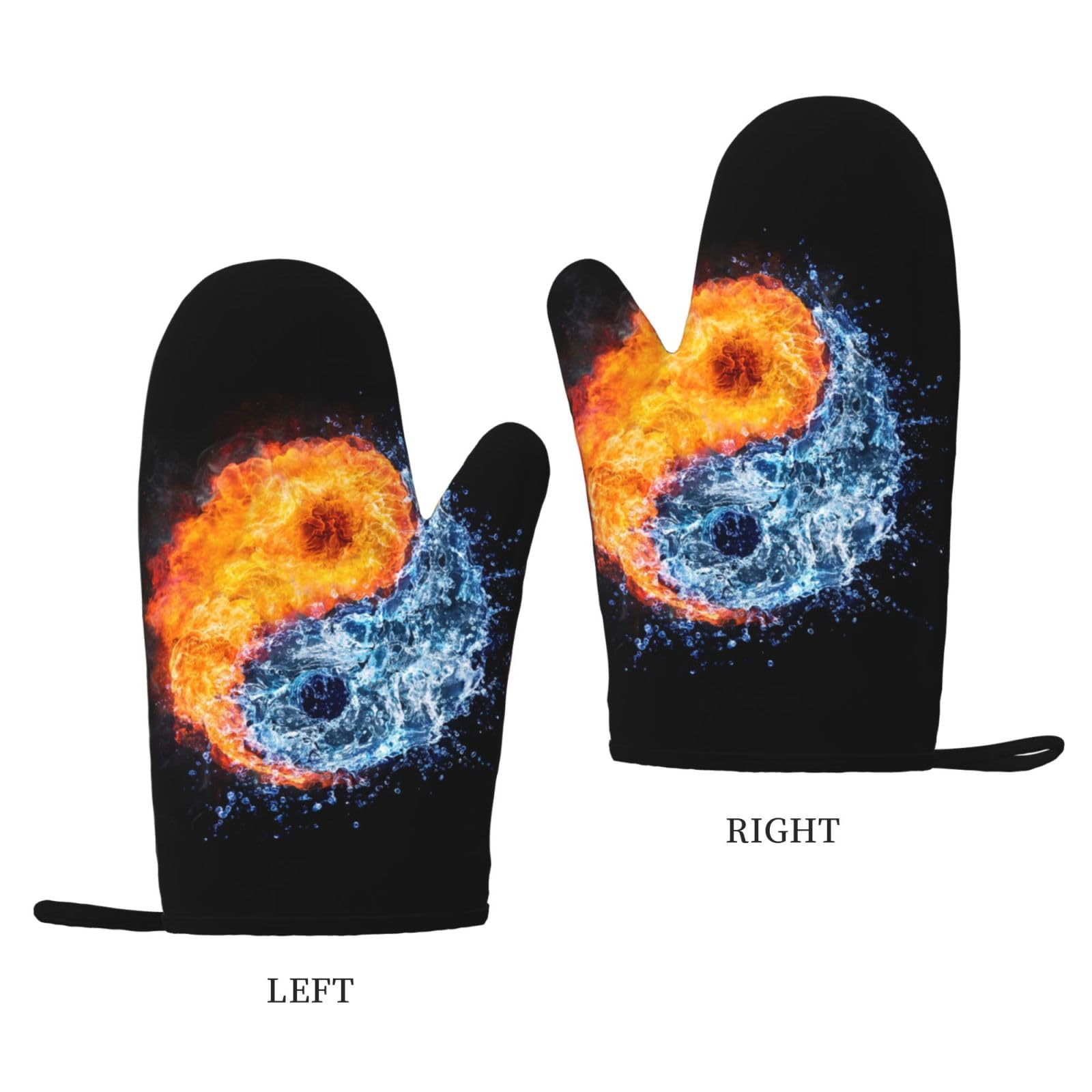 yin yang fire water printed żaroodporne rękawice i podkładka wielokrotnego użytku rękawice kuchenne