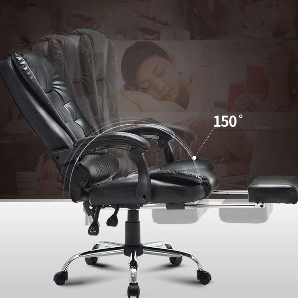 Ergonomiczny fotel biurowy Wysokie oparcie Duży i wysoki skórzany fotel biurowy Biuro dyrektorskie Komputerowe krzesło obrotowe - wytrzymała metalowa podstawa, regulowany kąt nachylenia, grube